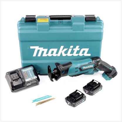 Makita JR 103 DWAE 10,8 V Akku Reciprosäge JR103D + 2 x BL1020B 2 Ah Akkus + 1 x DC10WC Ladegerät in robustem Koffer - Toolbrothers