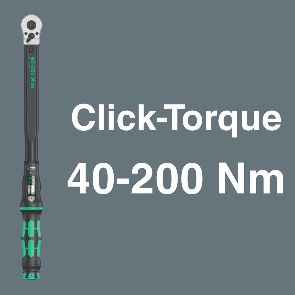 Jeu de clés dynamométriques WERA Click-Torque C 3 Set 1 13 pièces 40 - 200 Nm 1/2″ (8000544741)