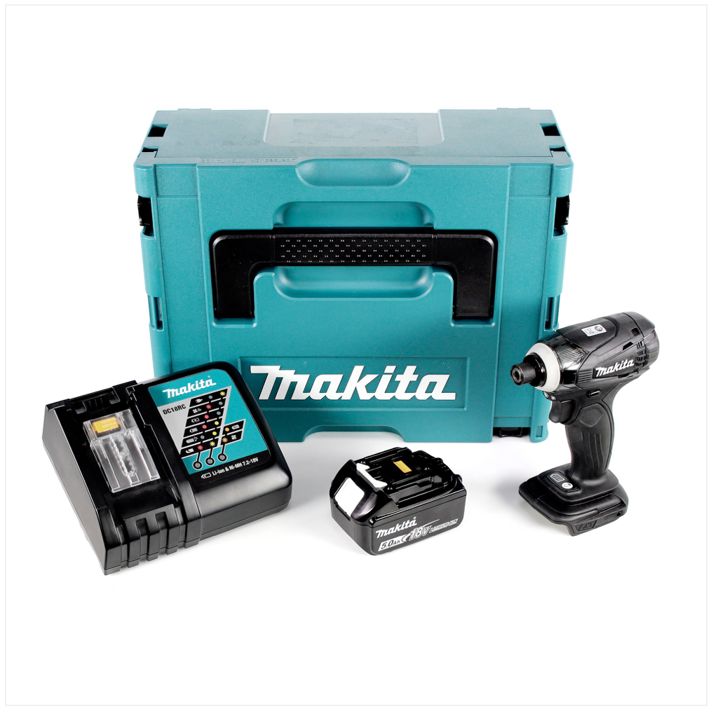 Makita DTD 146 B RT1J 18 V Li-ion Akku Schlagschrauber in Schwarz im Makpac mit 1x BL 1850 B 5,0 Ah Akku und DC 18 RC Ladegerät - Toolbrothers