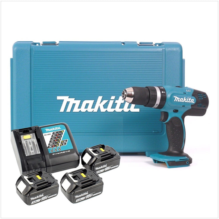 Makita DHP 453 RFE3 Akku Schlagbohrschrauber im Makpac + 3x BL 1830 3,0 Ah Akku + 1x DC RC Ladegerät - Toolbrothers