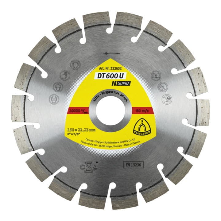 Disque à tronçonner diamanté KLINGSPOR DT 600 U Supra Ø 350 mm alésage 20 mm (4000843523)