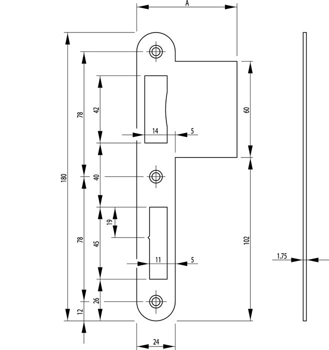 Gâche d'abattant BKS B 9000 arrondie en acier inoxydable (3321024013)