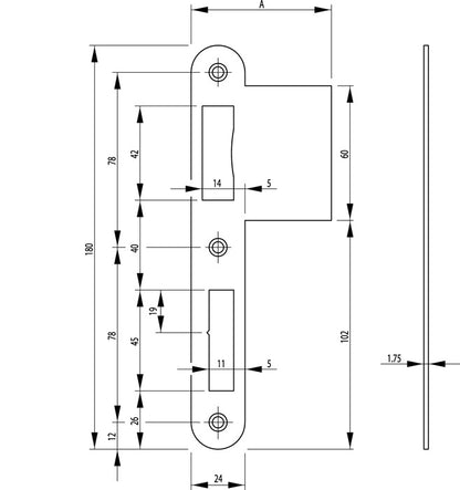 BKS Lappenschließblech B 9000 Edelstahl abgerundet ( 3321024013 )