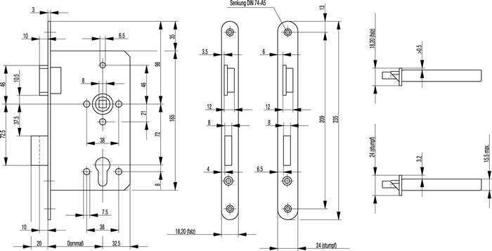 BKS autorités serrure à mortaiser 0615 PZW 24/65/72/8 mm DIN droite (3000251558)