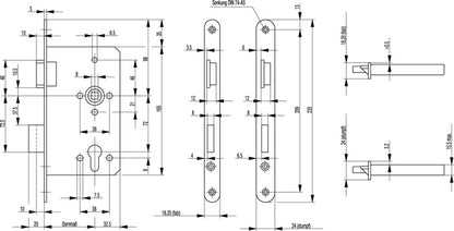 BKS autorités serrure à mortaiser 0615 PZW 24/65/72/8 mm DIN droite (3000251558)