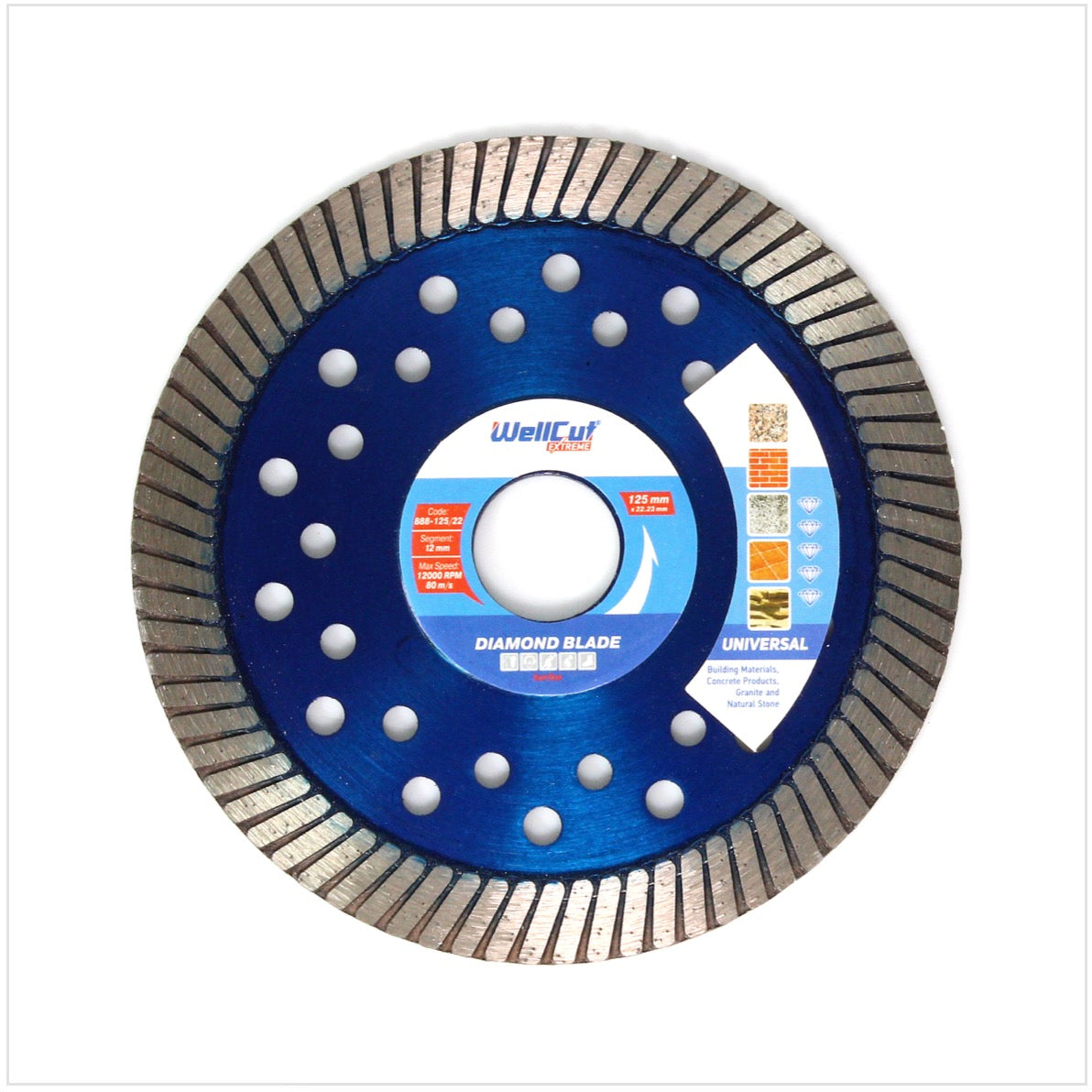 WellCut Diamond Blade Diamant Trennscheibe 125 x 22,2 mm Universal turbo ( 888 - 125 / 22 ) - Toolbrothers