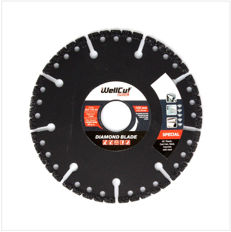 WellCut Diamond Blade Diamant Trennscheibe 125 x 22,2 mm Special ( 333 - 125 / 22 ) - Toolbrothers