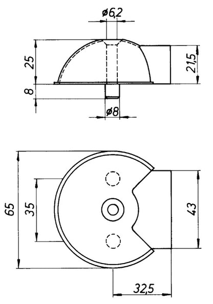 Butée de porte DENI 3847 Ø 65 mm hauteur 22 mm (3000259321)