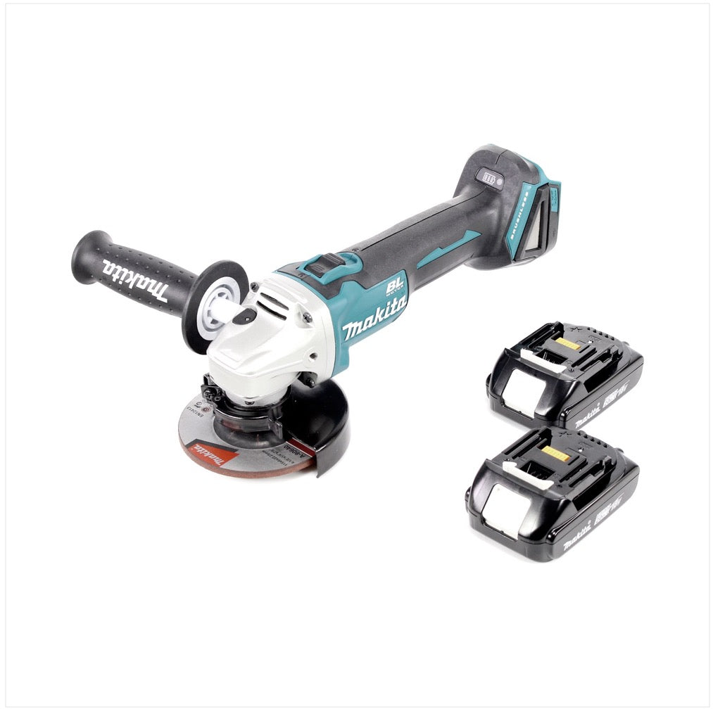 Makita DGA 456 A Akku Winkelschleifer 18 V 115 mm Brushless + 2x Akku 2,0 Ah - ohne Ladegerät - Toolbrothers