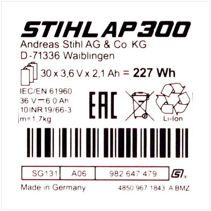 Stihl AP 300 Akku Li-Ion 6,3 Ah 36 V - Toolbrothers