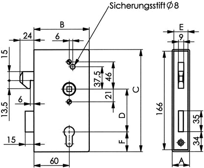 Coffret de serrure pour portail coulissant AMF 140S DIN gauche / droite (3000251294)