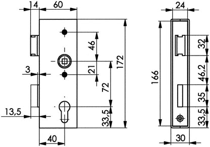 AMF Schlosskasten 141UNIG-30PZ DIN links / rechts ( 3000251248 )