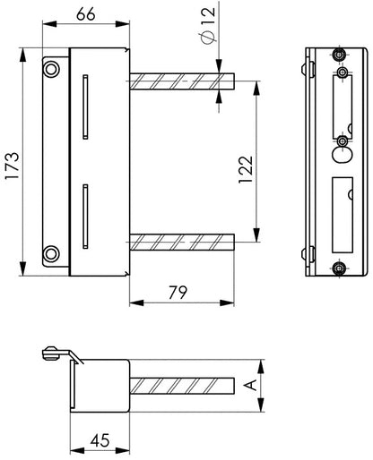 Coffret de serrure AMF 147-40 adapté aux ouvre-portes électriques, galvanisé (3000251262)