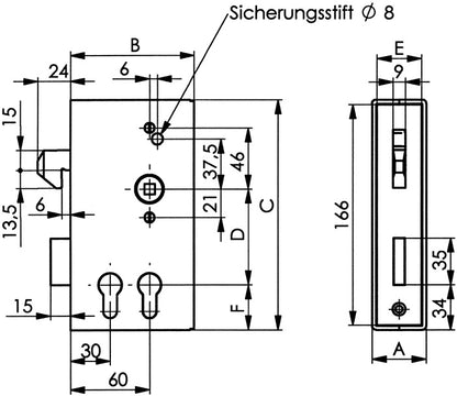 AMF Schiebetorschlosskasten 140SD-40ZW DIN links / rechts ( 3000251259 )