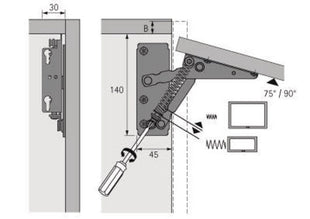 HETTICH Hochklappbeschlag Lift, 180 N Stahl vernickelt ( 3000271817 )