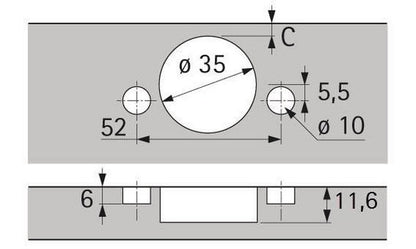 Charnière grand angle HETTICH Sensys 8657i avec amortisseur intégré THS 55 (8000612699)