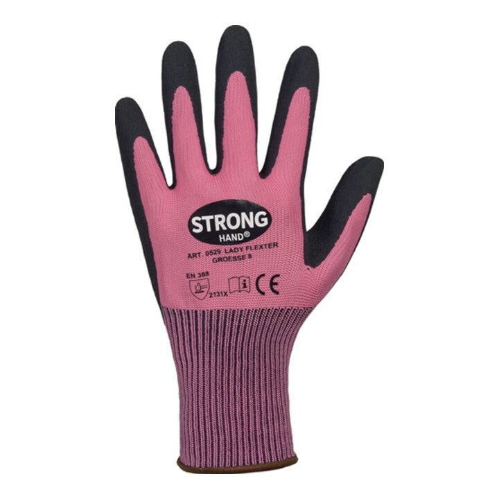 STRONGHAND Handschuhe LADY FLEXTER Größe 6 pink/schwarz ( 8000737565 )