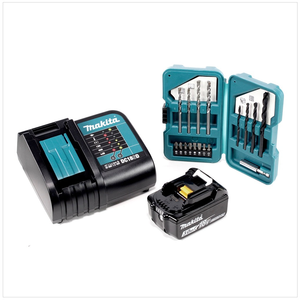 Makita DLX 2056 SX1 18 V - Set: DHP 453 Schlagbohrschrauber + DCL 180 Staubsauger + 1x 3,0 Ah Akku, Ladegerät in Werkzeugtasche - Toolbrothers