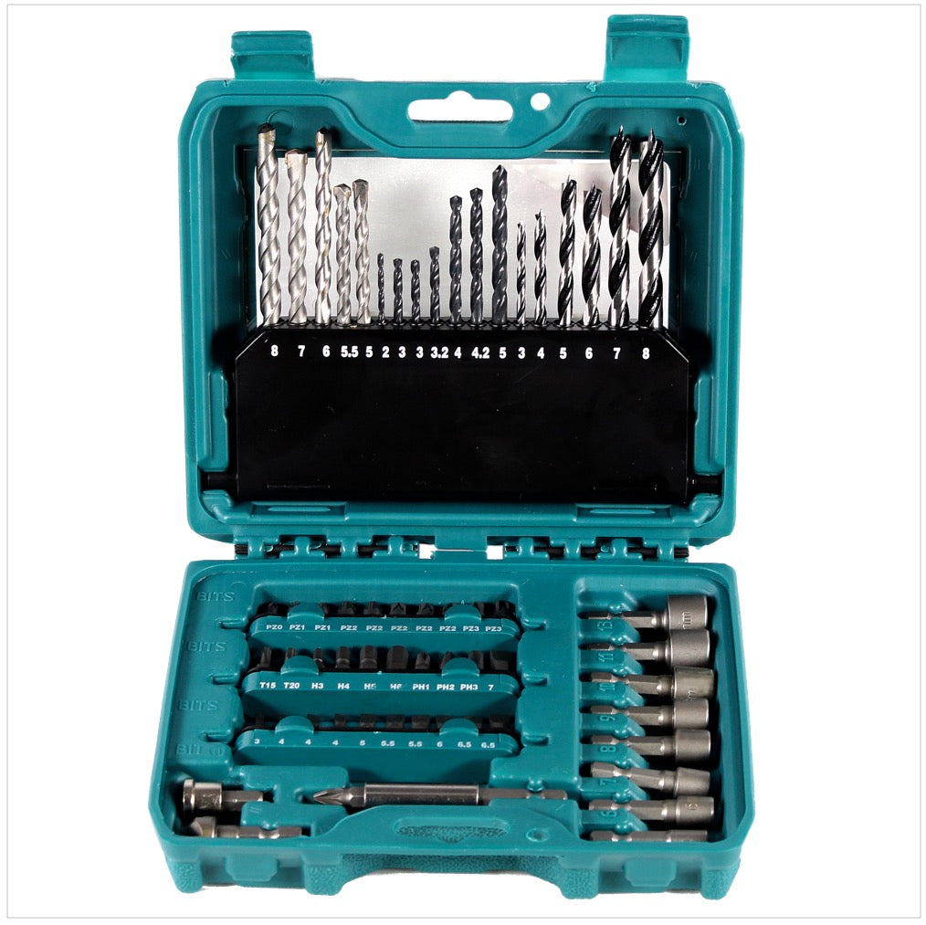 Makita DHP 458 RA1J Akku Schlagbohrschrauber 18 V 91 Nm + 1x Akku 2,0 Ah + Ladegerät + 60 tlg. Bit Bohrer Set + Makpac - Toolbrothers