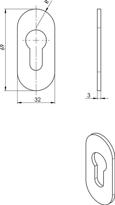 OGRO Kleberosette 6700 ER PZ - 7 MM Edelstahl ER ( 3000267071 )