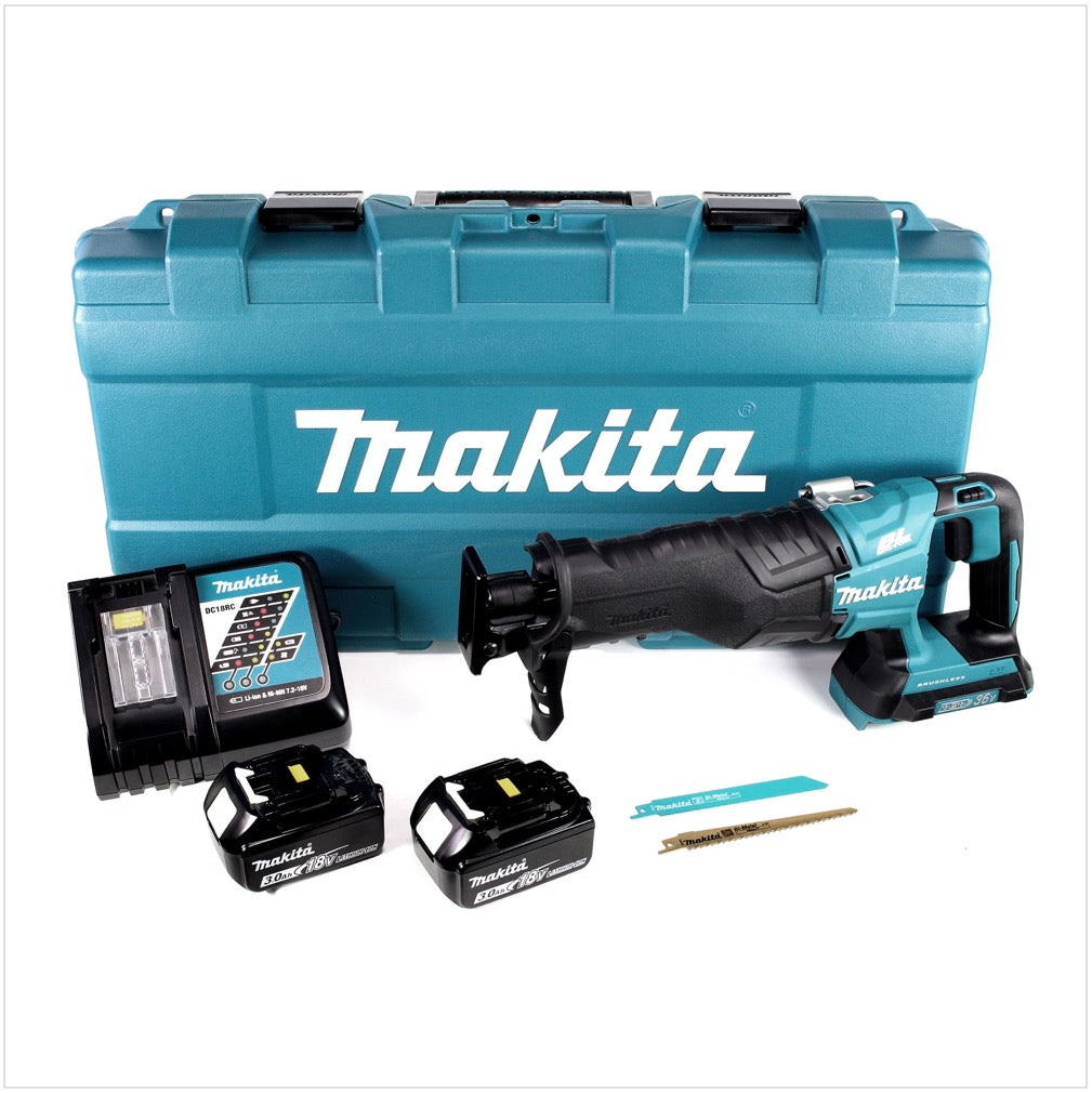 Makita DJR 360 RFK Akku Reciprosäge 36V ( 2x18V ) Brushless Säbelsäge im Koffer + 2x 3,0 Ah Akku + Ladegerät - Toolbrothers