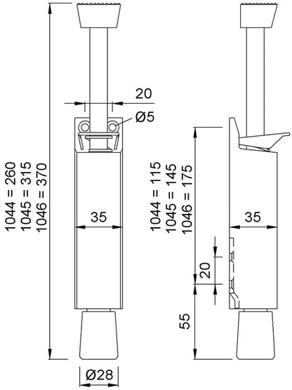 KWS butée de porte 1045.02 aluminium peint argent (3000255910)