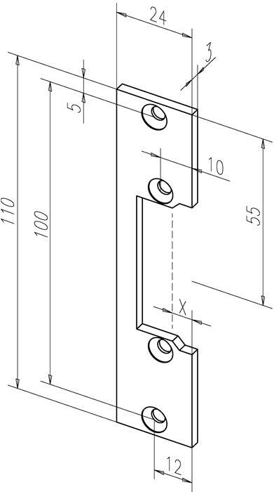 ASSA ABLOY Flachschließblech 106 Stahl verzinkt käntig ( 3324034044 )