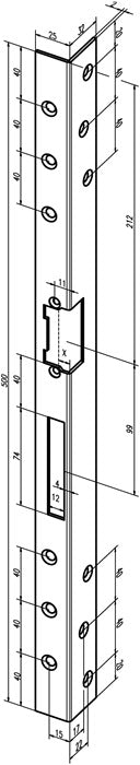 Gâche d'angle de sécurité ASSA ABLOY 312 longueur 500 mm épaisseur 2 mm (3324034062)