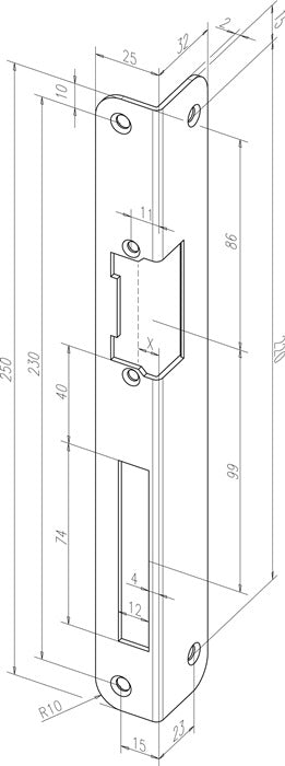 Gâche d'angle ASSA ABLOY 324 épaisseur 3 mm (3324034047)