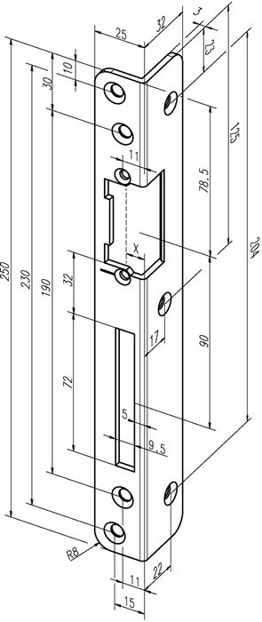 ASSA ABLOY Sicherheits-Winkelschließblech 069 Stärke 3 mm ( 3324034073 )