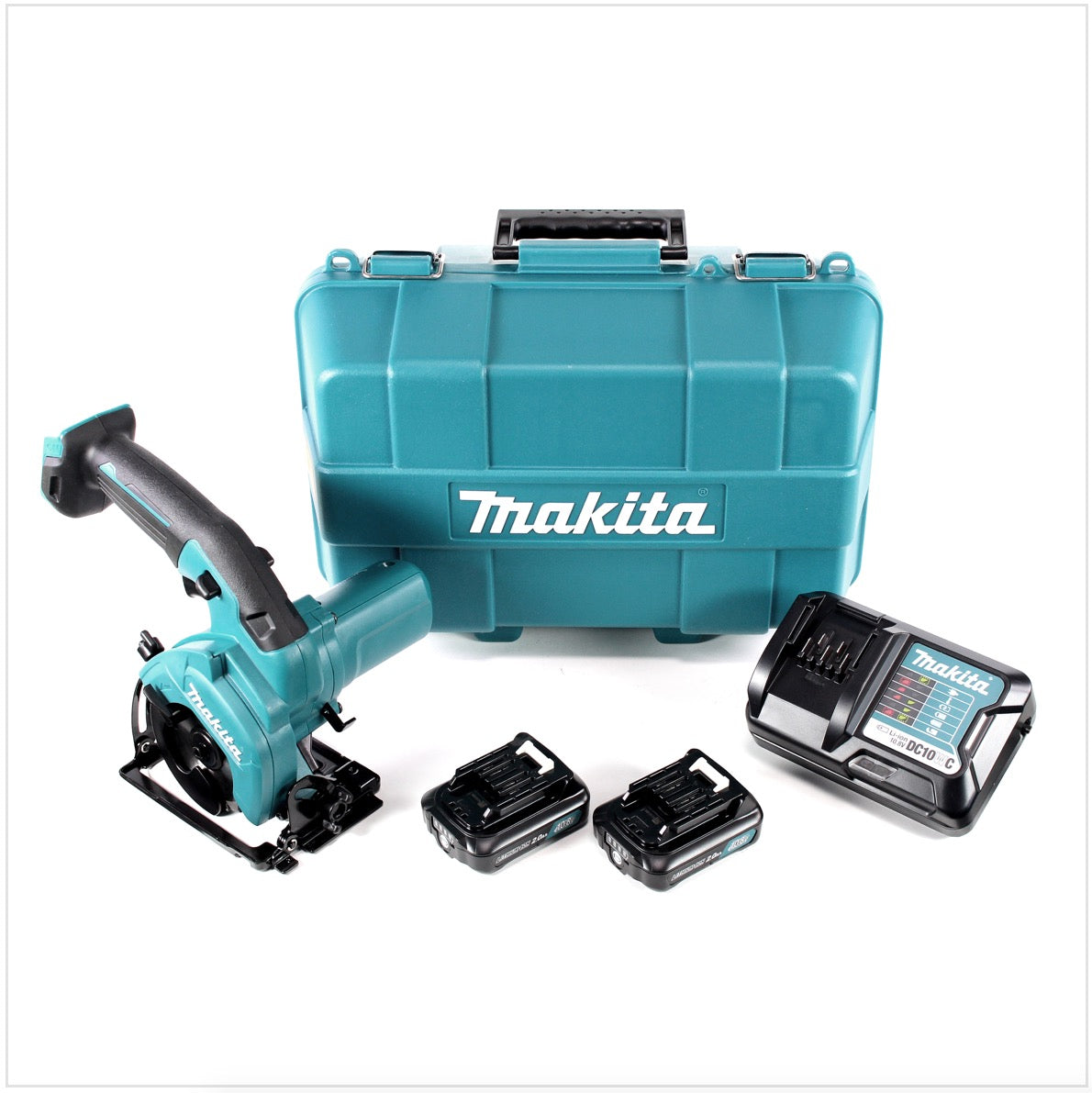 Makita HS 301 DWAE 10,8 V 85 mm Akku Handkreissäge im Koffer + 2 x BL 1020B 2,0 Ah Akku + DC10WC Ladegerät - Toolbrothers