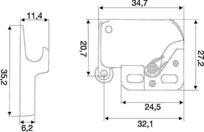 Loquet à ressort BMB ML en acier nickelé (3000271718)