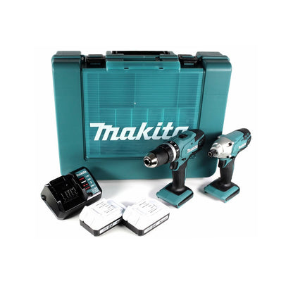 Makita DK18015 X1 Set mit HP457D Schlagbohrschrauber 18V und TDI127D Schlagschrauber 18V im Koffer + 2x 1,5 Ah Akku und Ladegerät - Toolbrothers