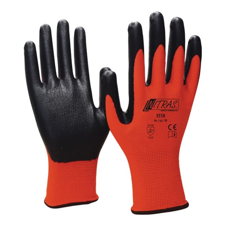 Gants NITRAS mousse nitrile taille 9 rouge/noir (4000371245)