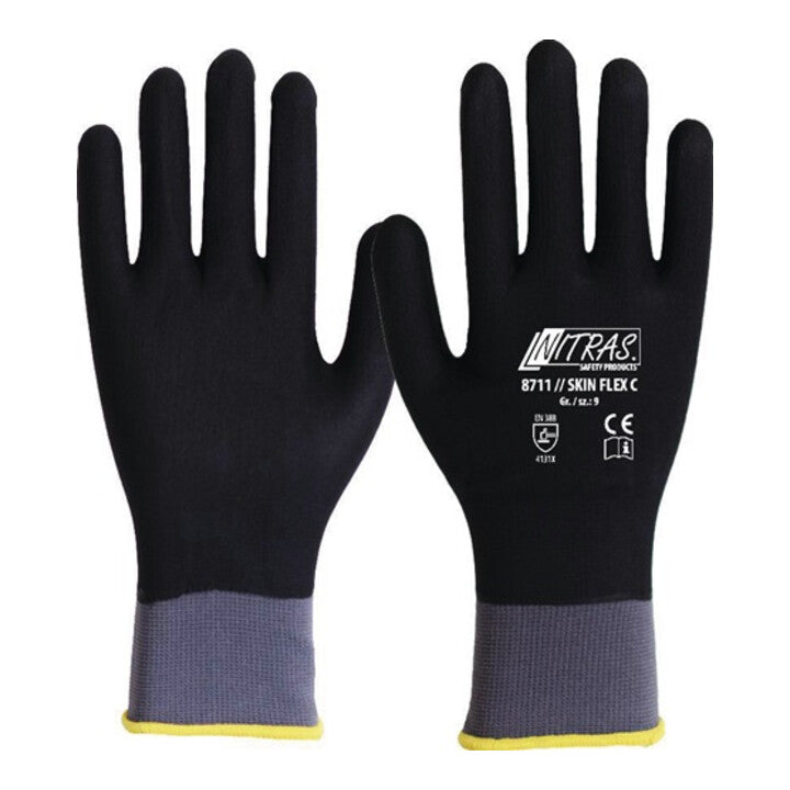 NITRAS Handschuhe SKIN FLEX C Größe 9 grau/schwarz ( 8000636600 )