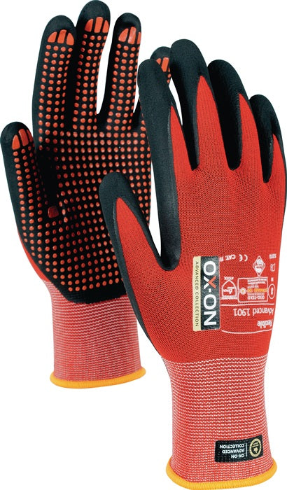 Gants OX-ON Flexible Advanced 1901 taille 8 noir/rouge (4000391342)