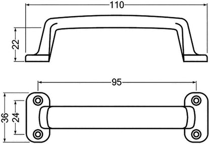 Poignée HERMETA saillie 22 mm longueur 110 mm largeur 36 mm (3000283303)