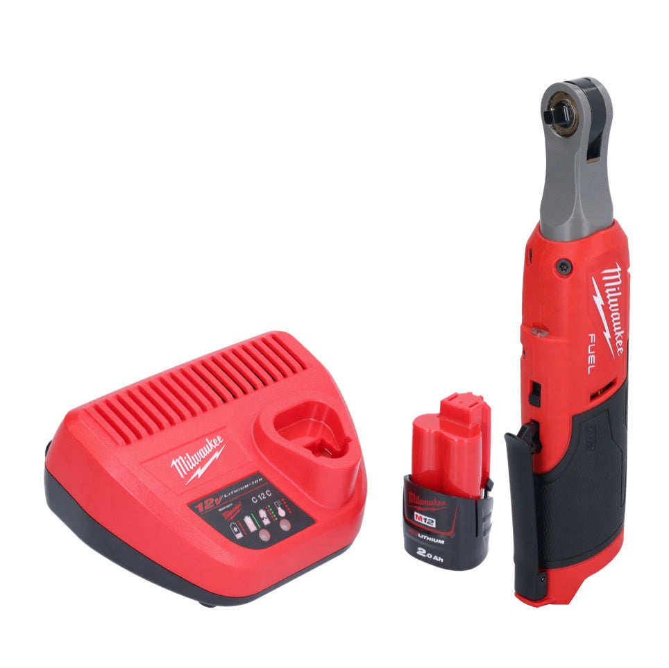 Milwaukee M12 FHIR14-201 Akku Ratsche 12 V 47 Nm 1/4" Brushless + 1x Akku 2,0 Ah + Ladegerät