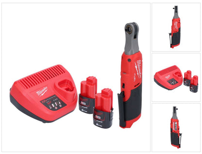 Cliquet à batterie Milwaukee M12 FHIR14-202 12 V 47 Nm 1/4" brushless + 2x batterie 2,0 Ah + chargeur