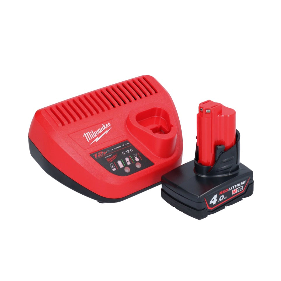 Cliquet à batterie Milwaukee M12 FHIR14-401 12 V 47 Nm 1/4" brushless + 1x batterie 4,0 Ah + chargeur