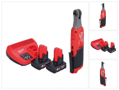 Cliquet à batterie Milwaukee M12 FHIR14-402 12 V 47 Nm 1/4" brushless + 2x batterie 4,0 Ah + chargeur