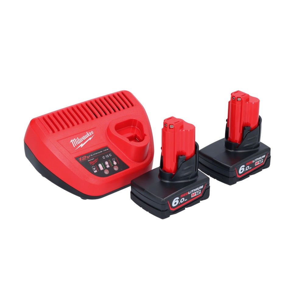 Milwaukee M12 FHIR14-602 Akku Ratsche 12 V 47 Nm 1/4" Brushless + 2x Akku 6,0 Ah + Ladegerät