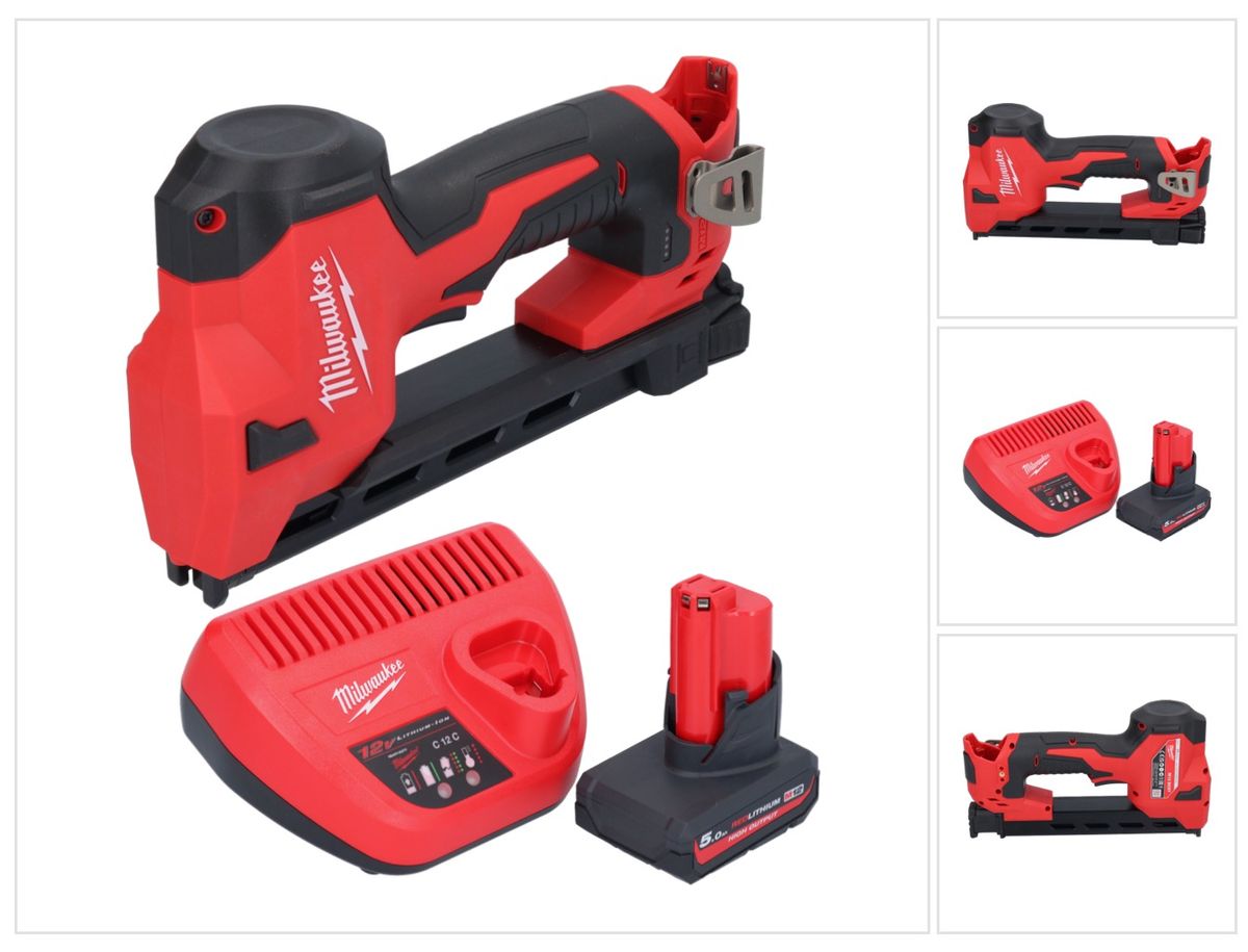 Milwaukee M12 BCST-501 Akku Tacker 12 V 19 x 25,4 mm + 1x Akku 5,0 Ah + Ladegerät