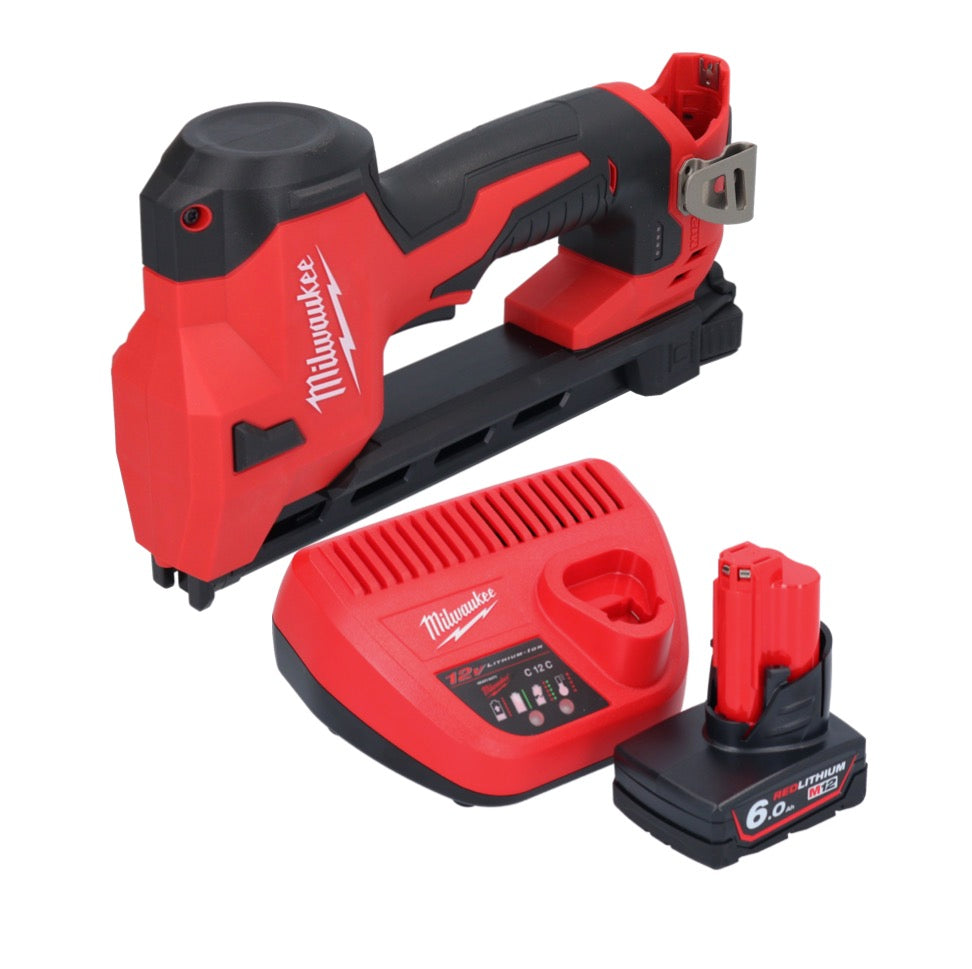 Milwaukee M12 BCST-601 Akku Tacker 12 V 19 x 25,4 mm + 1x Akku 6,0 Ah + Ladegerät