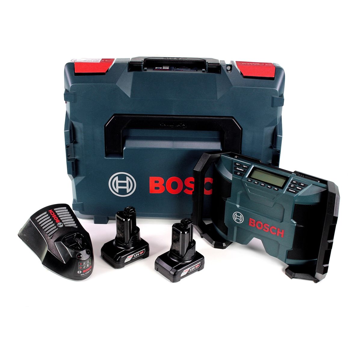 Bosch GPB 12V-10 Akku Baustellenradio 12V + 2x Akku 6,0Ah + Ladegerät + L-Boxx - Toolbrothers