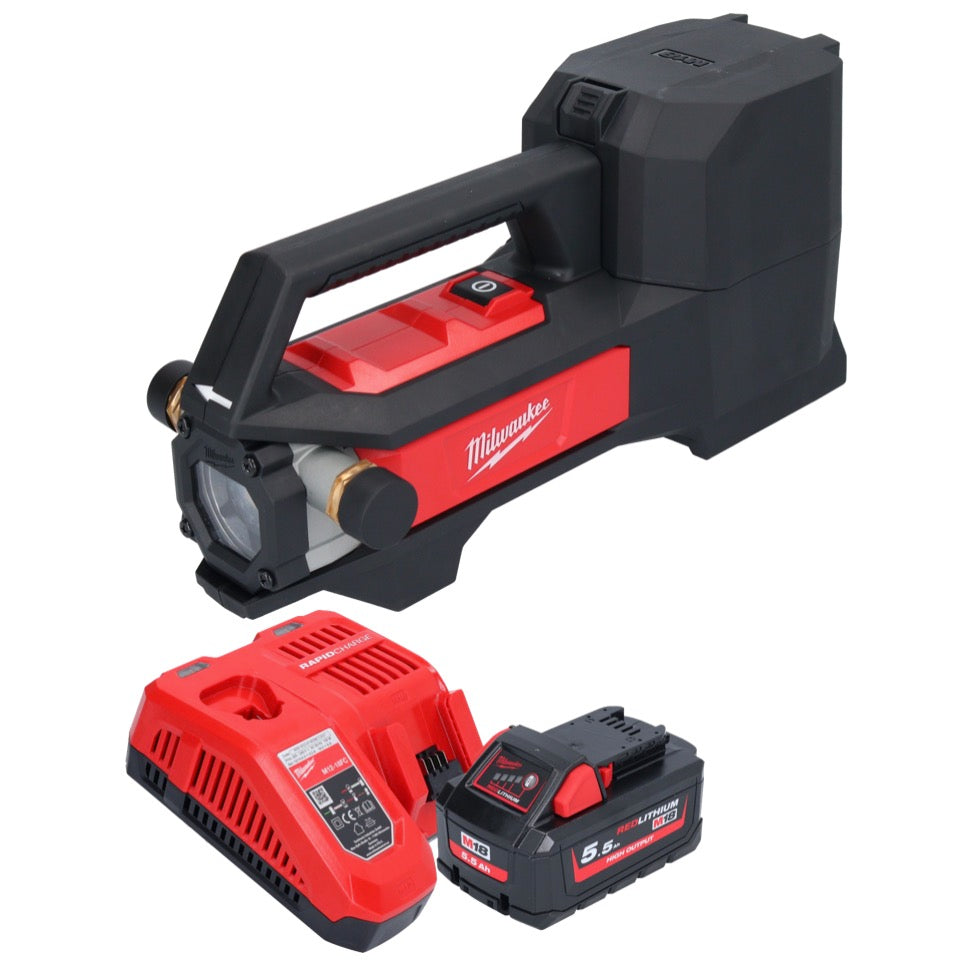 Pompe de transfert de batterie Milwaukee M18 BTP-551 18 V 1817 l/h + 1x batterie 5,5 Ah + chargeur