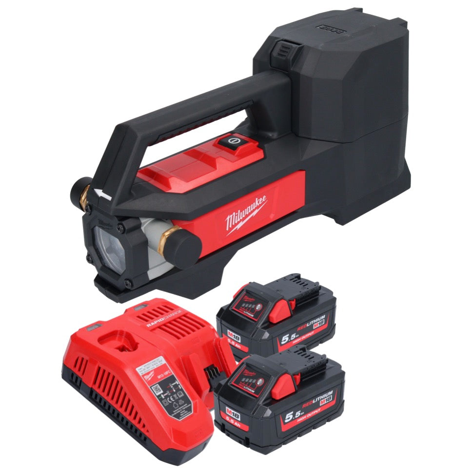 Milwaukee M18 BTP-552 Akku Transferpumpe 18 V 1817 l/h + 2x Akku 5,5 Ah + Ladegerät