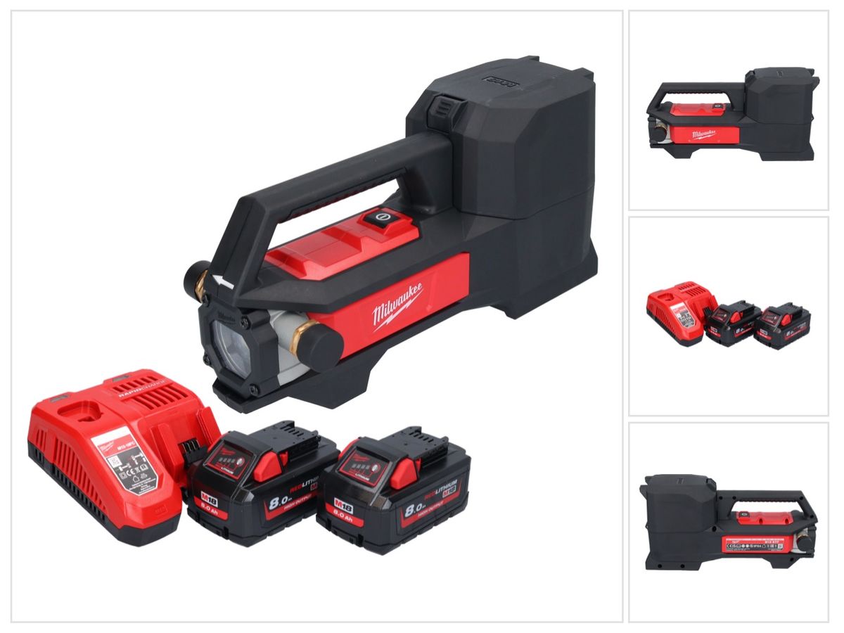 Pompe de transfert de batterie Milwaukee M18 BTP-802 18 V 1817 l/h + 2x batteries 8,0 Ah + chargeur