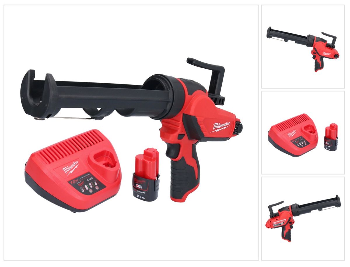 Pistolet à cartouche à batterie Milwaukee M12 PCG/310-201 12 V 310 ml + 1x batterie 2,0 Ah + chargeur