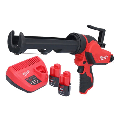 Milwaukee M12 PCG/310-202 Akku Kartuschenpresse 12 V 310 ml + 2x Akku 2,0 Ah + Ladegerät